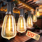 Outdoor String Lights 120FT, Outdoor Party Light with 58 Edison Lights Bulb