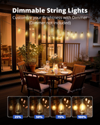VIPAR Outdoor String Lights, 60FT LED Patio Lights Waterproof 28 ST38 Bulbs
