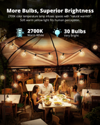 VIPAR Outdoor String Lights,60FT 32 G40 Patio Lights Waterproof for Outside