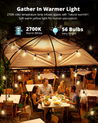 Outdoor String Lights 120FT, Outdoor Party Light with 58 Edison Lights Bulb