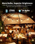 VIPAR Outdoor String Lights,100FT LED Patio Lights Waterproof 52 ST38 Bulbs