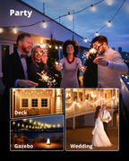 VIPAR Outdoor String Lights,100FT LED Patio Lights Waterproof 52 ST38 Bulbs