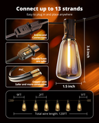 Outdoor String Lights 120FT, Outdoor Party Light with 58 Edison Lights Bulb