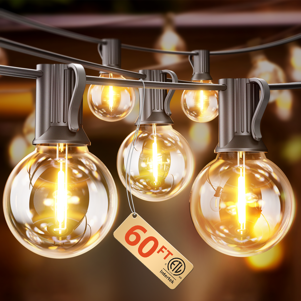 VIPAR Outdoor String Lights,60FT 32 G40 Patio Lights Waterproof for Outside
